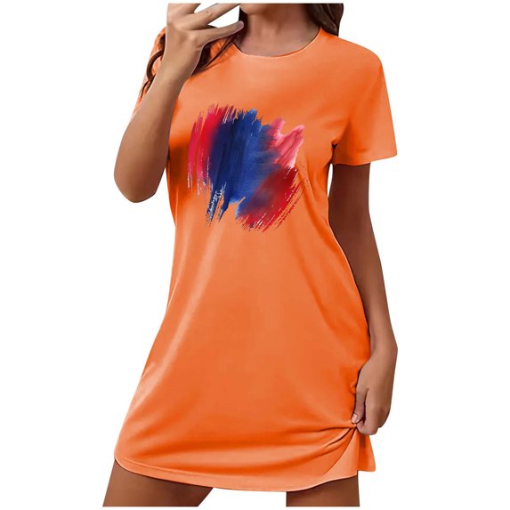 MuZeFu Womens Nightgowns Sleepwear Soft Pajama Dress Nightshirts Plus Size Women's Oversized Short Nightgown Fashion Chest Print Short Sleeve Nightdress