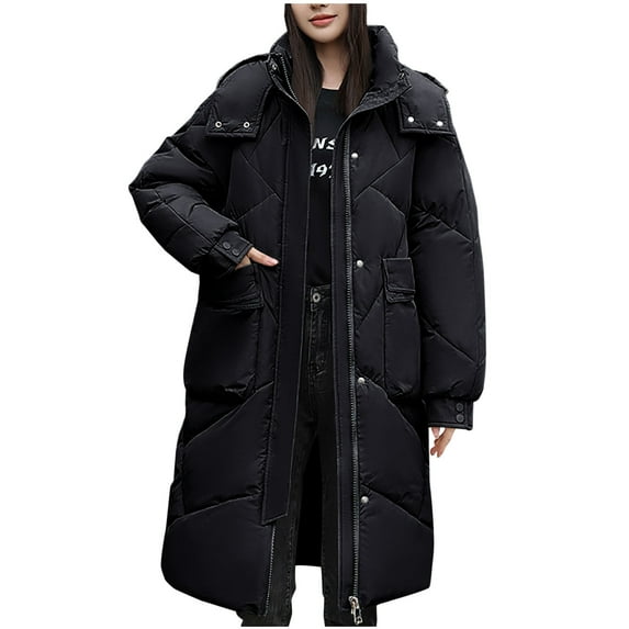 MuZeFu Womens Winter Clothes Clearance under $50.00 Women Warm Pocket Coat Long Jacket Winter Sleeve Down Parkas