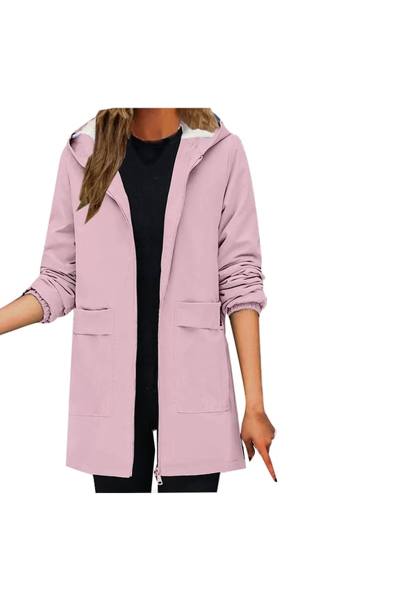Womens Winter Coat with Fleece Hood Parka Jacket Women'S Thick Warm Lamb Wool Padded Coat Women'S Mid-Length Hooded Coat