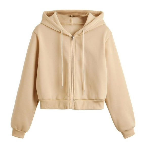 MuZeFu Womens Zip up Hoodie or Cardigan Womens Fall Casual Crewneck Shirts Zip Cropped Long Sleeve Hoodies Workout Short Tops Blouse