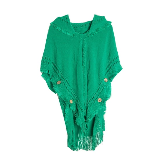 MuZeFu Shawl Wraps for Women Plus Size Winter Warm Oversized Women's Fashion Solid Color Shawl European And American Spring And Winter Large Size Knitwear Button Hooded Cape Shawl