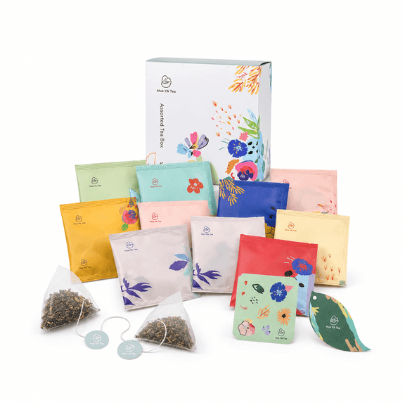 Mua Yik Tea Assorted Tea Box, Whole Leaf Pyramid Bags from Taiwan, 10 Flavors