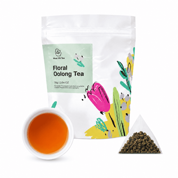 Mua Yik Tea Floral Oolong Tea Bags, Whole Leaf from Taiwan Natural No Artificial Flavors, Eco PLA Pyramid Tea Bags - 20 Counts