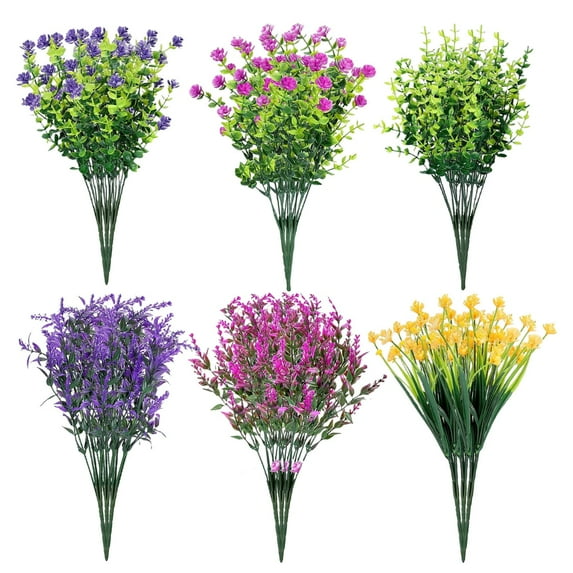 Muaco 18 pcs Artificial Flowers Outdoor UV Resistant Greenery Shrubs Bulk for Home Indoor Outside Garden Window Porch Pots Decoration (Multicolor)