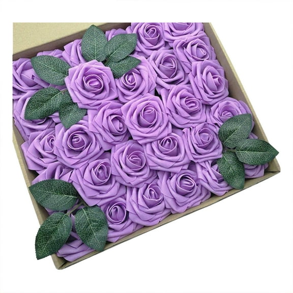 Muaco 25pcs Artificial Flower Foam Rose Real Touch Roses Flower Heads with Stem for DIY Wedding Bouquets Centerpieces Arrangements Party Baby Shower Home Decor