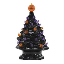 Muaco Legend Ceramic Tree - Decoration Made with Ceramic, Orange Pumpkin Head-Home Decoration-Trick Or Treat- Over 35 Multicolor Bulbs, LED Light Up by Battery - Black, 17Ã4 Inch