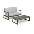 thumbnail image 1 of Muad Outdoor Acacia Wood Chat Set with Coffee Table, Gray and Light Gray, 1 of 11