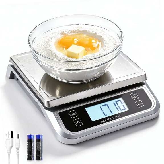 Muaket Large Digital Kitchen Scale 88lbs/40kg Silver