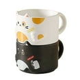 thumbnail image 1 of Mualuwi Ceramic Mugs, 10 oz, Cat Design, Set of 2, 1 of 8