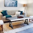 thumbnail image 1 of Muan Rustic Grey Wash Recycled Mango Wood Coffee Table with Ironwork Base, 1 of 5