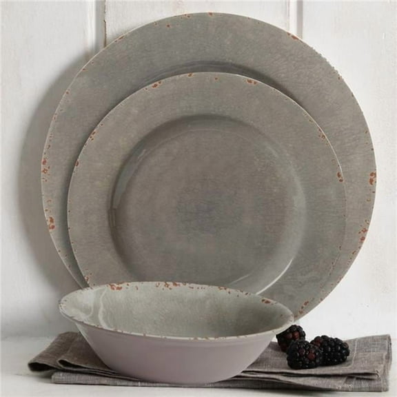 Muana Melamine Dinnerware, Grey - 12 Piece