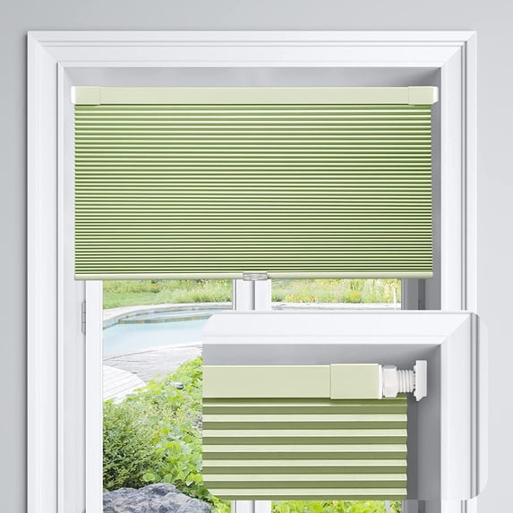 LazBlinds Cordless Cellular Shades, No Tools No Drill Blackout Honeycomb Shades Pleated Blinds for Windows, 30" W x 64" H, Green