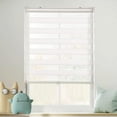 thumbnail image 1 of LazBlinds No Tools No Drill Cordless Polyester Dual Layer Zebra Roller Blinds, Light Filtering Sheer Shades Horizontal Window Blinds for Windows Size 35'' W x 72'' H, White, 1 of 6