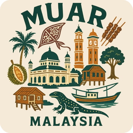 Muar Malaysia Keepsakes Souvenir Vinyl Sticker – Destination Travel Keepsake Collectible (4-Inches Wide)