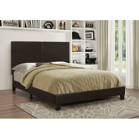 Muave Twin Upholstered Platform Bed Dark Brown