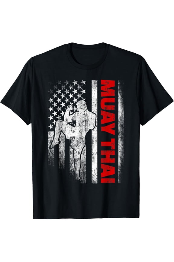 Muay Thai Boxing US American Flag T-Shirt