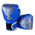 thumbnail image 1 of Muay Thai Competition Gloves PU Leather Sponge Professional MMA Kickboxing Boxing Gloves Breathable Comfortable Fighting Taekwondo Mitts for Training Sandbag (Blue Adult), 1 of 7