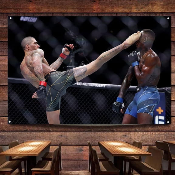 Muay Thai Fight Scene Posters and Prints 38" x 57" Wall Art Decorative Banner & Flag Canvas Painting Gym Combat Artwork For Boxing Lover