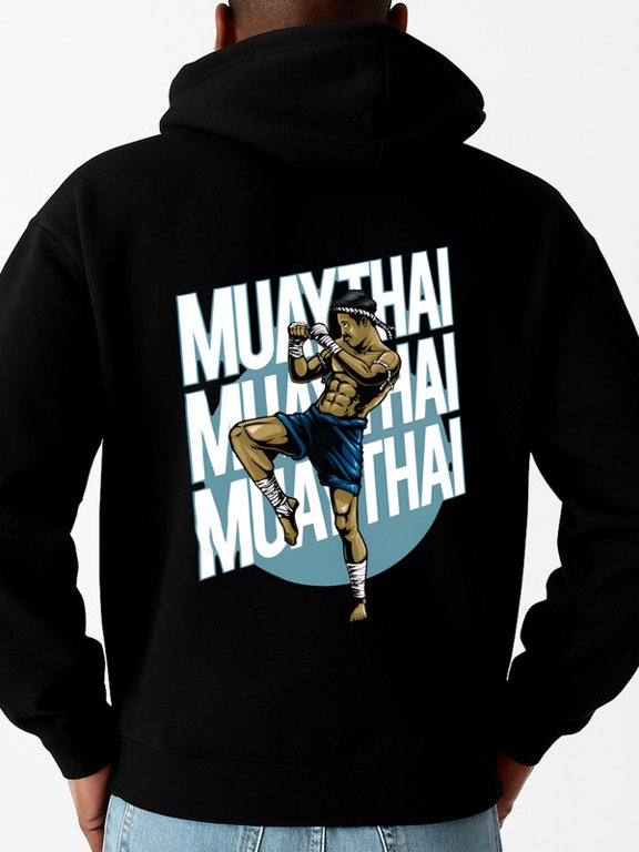 Muay Thai Fighter hoodies for men polyester black autumn and winter season casual Fashion Unisex Shirt Cotton tshirts