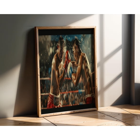 Muay Thai Match Art , Cinematic Boxing Poster , Ringside Sports Wall Decor , Poster Print Only