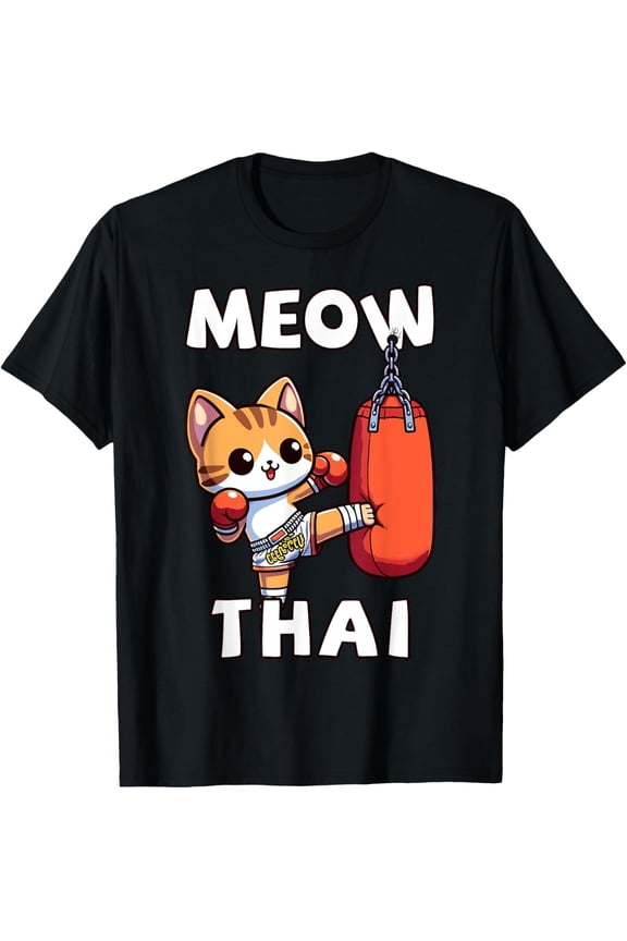 Muay Thai Meow Thai Thai Boxing For Boys Muay Thai Cat T-Shirt