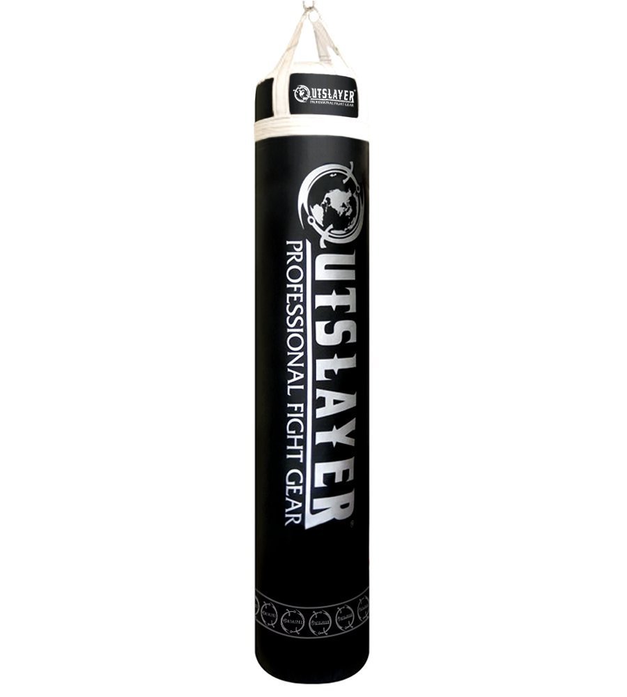 Muay Thai Punching Bag Black and White 6ft 130lbs FILLED