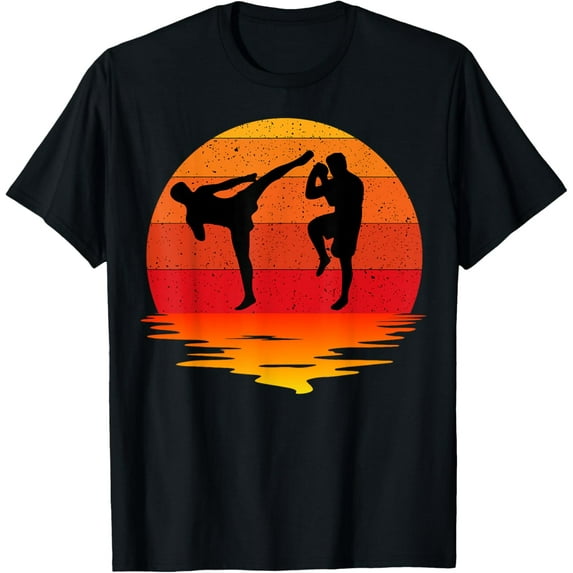 Muay Thai Retro Vintage Martial Arts Combat Boxing Sport T-ShirtMen's and women's gift, black and white T-shirt, size: Extra large S-4XL