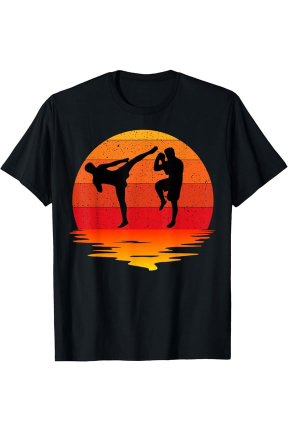 Muay Thai Retro Vintage Martial Arts Combat Boxing Sport T-ShirtMen's and women's gift, black and white T-shirt, size: Extra large S-4XL