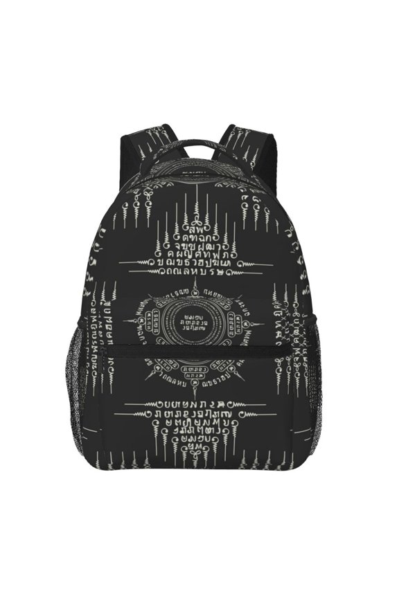Muay Thai Sacred Symbol Backpack Casual College Bag Zipper Laptop Daypack Hiking Rucksack Travel