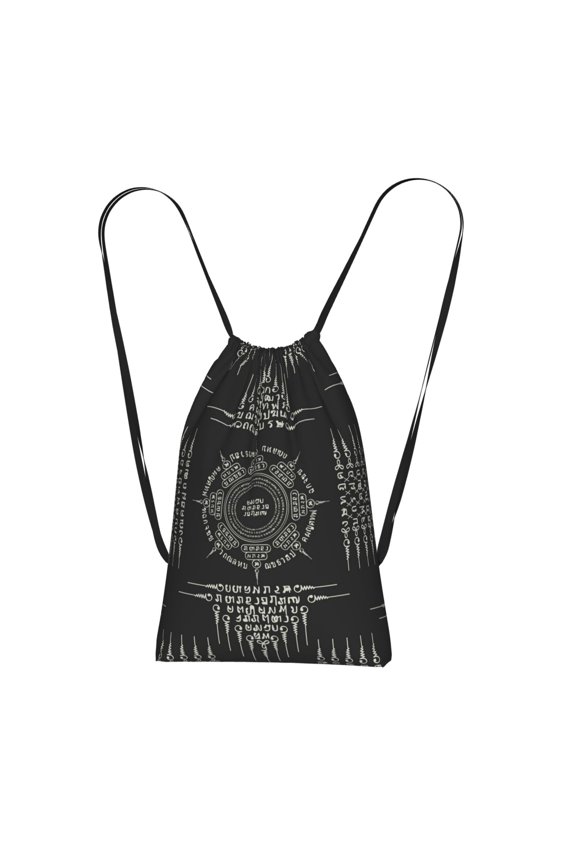 Muay Thai Sacred Symbol Packable Drawstring Backpack, Lightweight Foldable Cinch Storage Bag for Gym Travel Shopping
