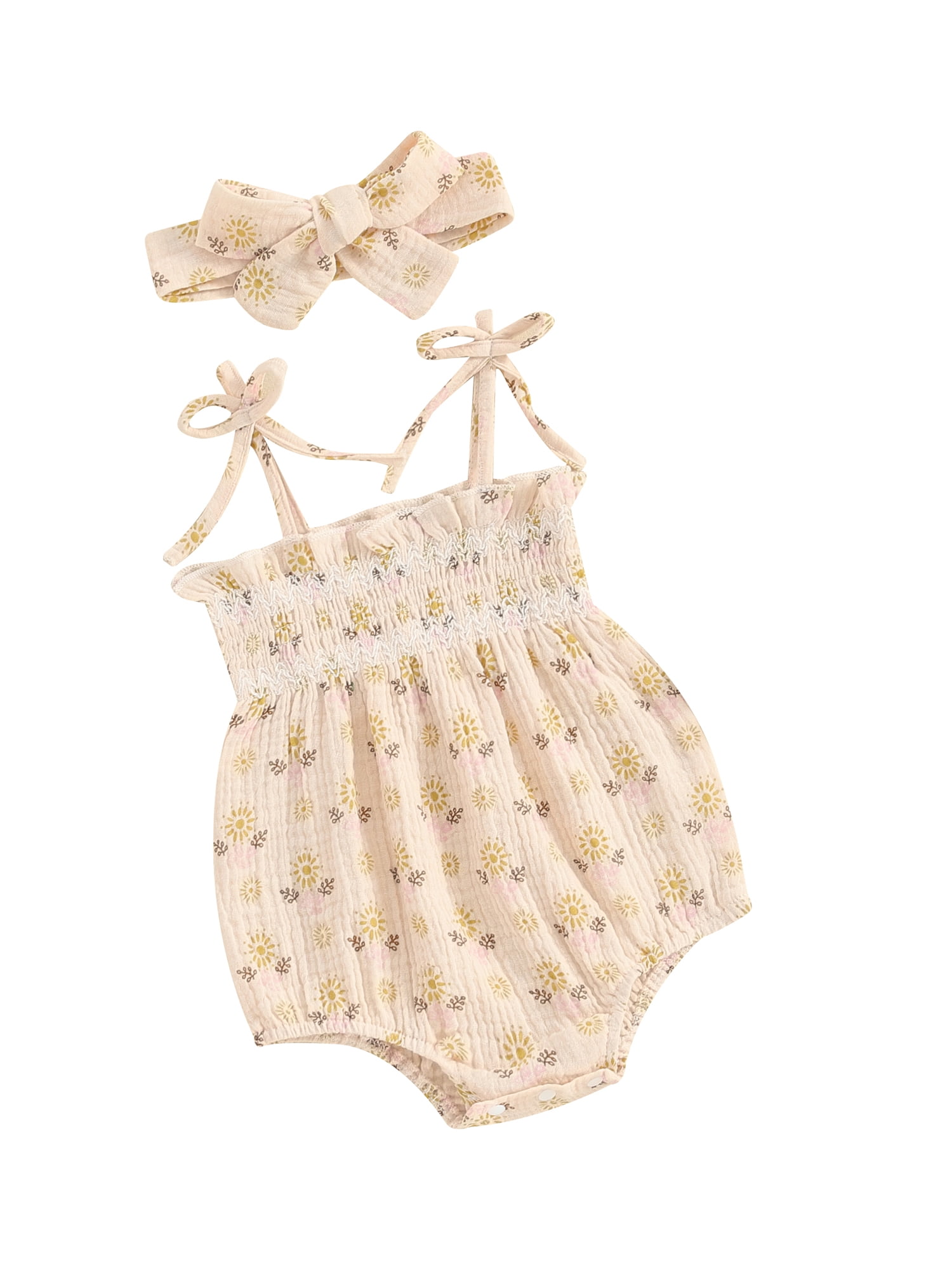 Baby Girl Bunny Romper Dress – Cute Boho Summer Outfit With Headband (Sizes 0-18 Months)