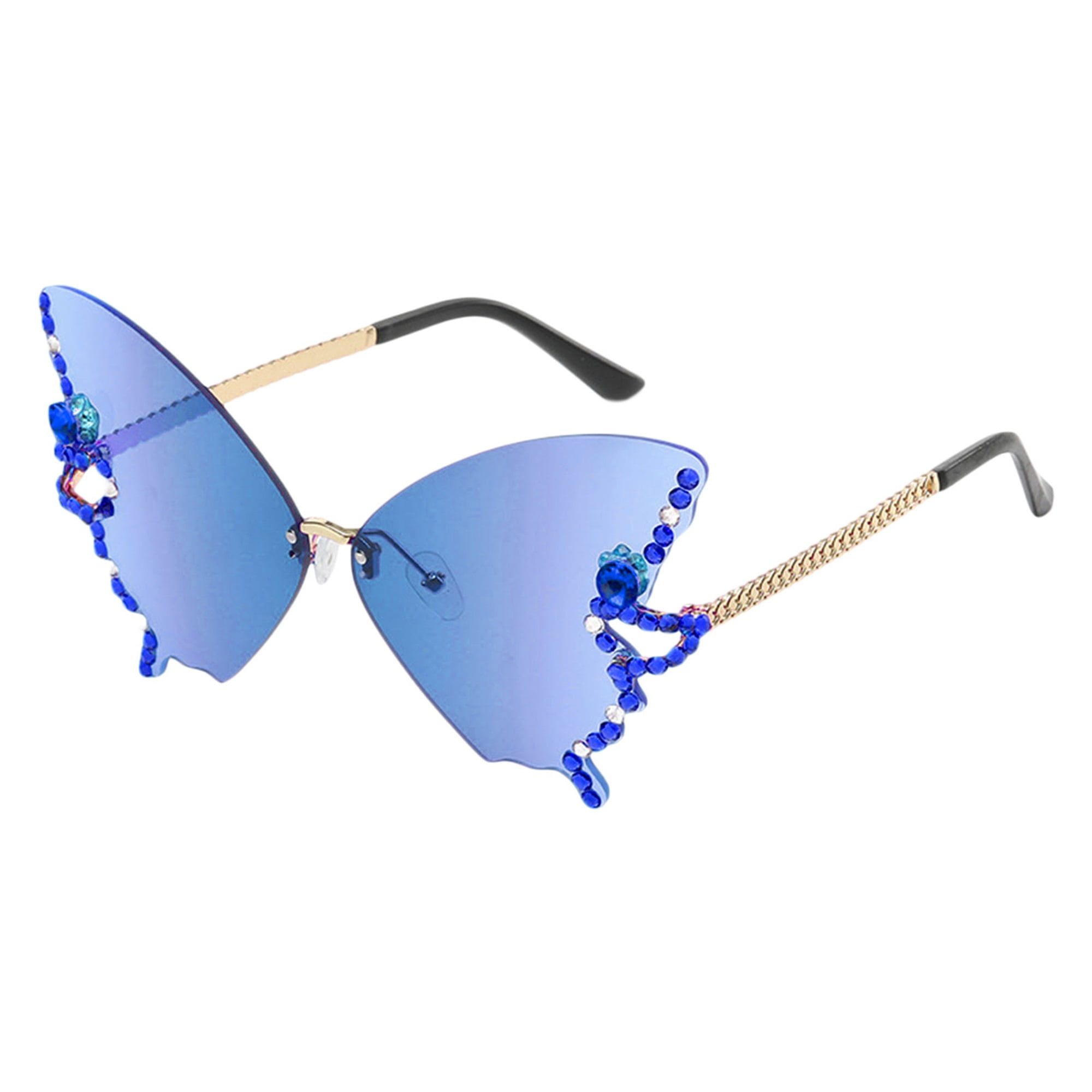Mubineo Butterfly Shape Rhinestone Sunglasses Personalized Exaggerated Sunglasses UV400 Protection Polarized Sunglasses