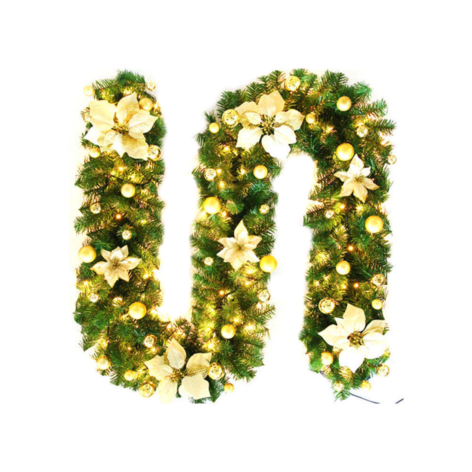 Mubineo Christmas Garland with Lights, 8.9ft Christmas Rattan