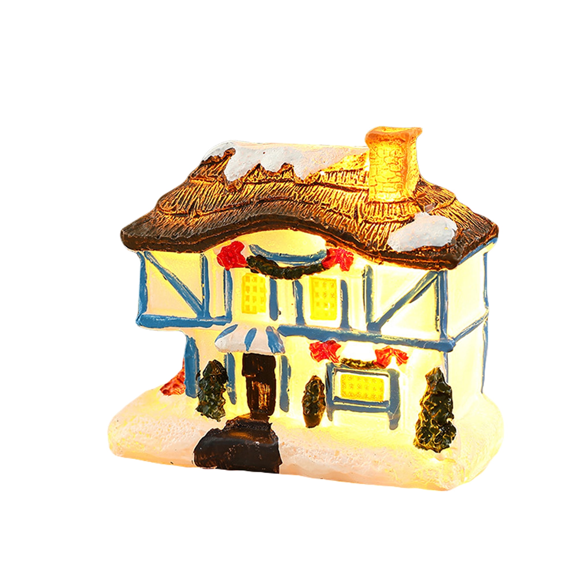 Mubineo Christmas Village Houses Cute LED Light Up Snow House Scene