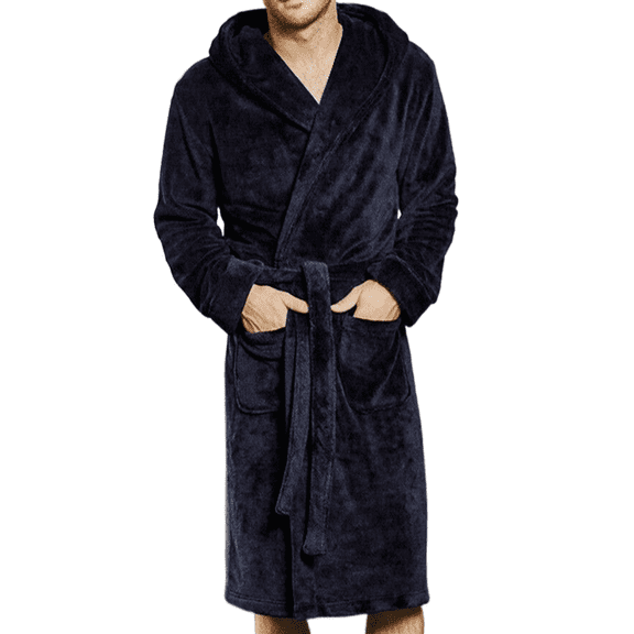 Mubineo Men's Velvet Long sleeve Long Gown Bathrobe Robe Winter Home Leisure Warm Pajamas