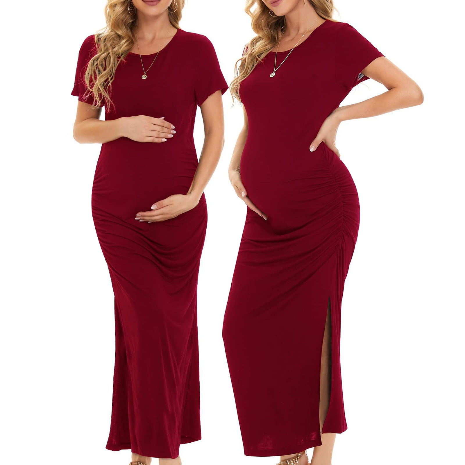 Mubineo Women Summer Plus Size Maternity Dress, Short Sleeve Crew Neck
