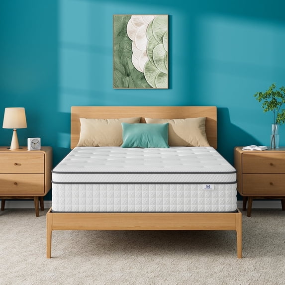 Mubulily King Mattress 12", Medium Hybrid Gel Memory Foam Mattress in a Box, with Pocket Coils, Pressure Relief, Adult