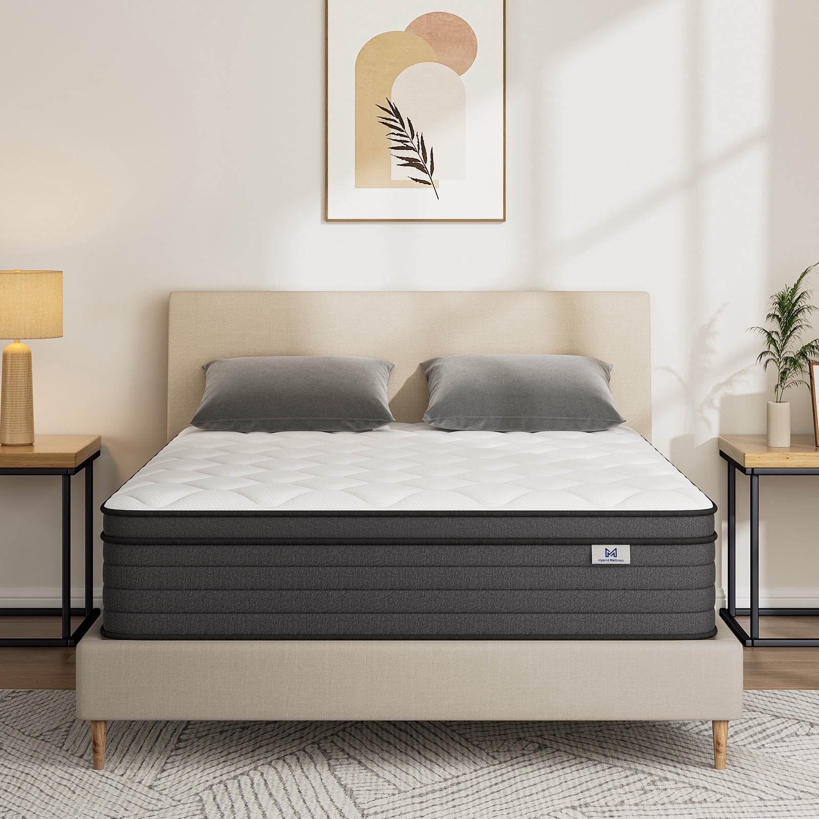 Mubulily King Mattress, 12 inch Hybrid Mattress in a Box, with Gel Memory Foam and Pocket Coils, Medium, Pressure Relief