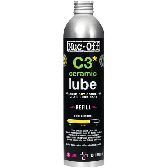Muc-Off C3 Dry Ceramic Bike Chain Lube - 300ml, Aluminum Refill Bottle