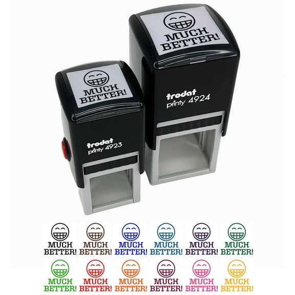 Much Better Happy Smile Face Teacher Motivation Self-Inking Rubber Stamp Ink Stamper - Red Ink - Small 1 Inch