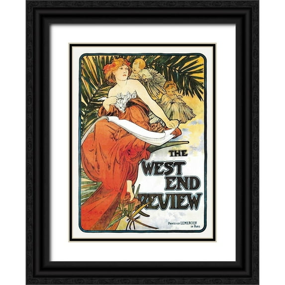 Mucha, Alphonse 11x14 Black Ornate Wood Framed with Double Matting Museum Art Print Titled - The West End Review, 1898