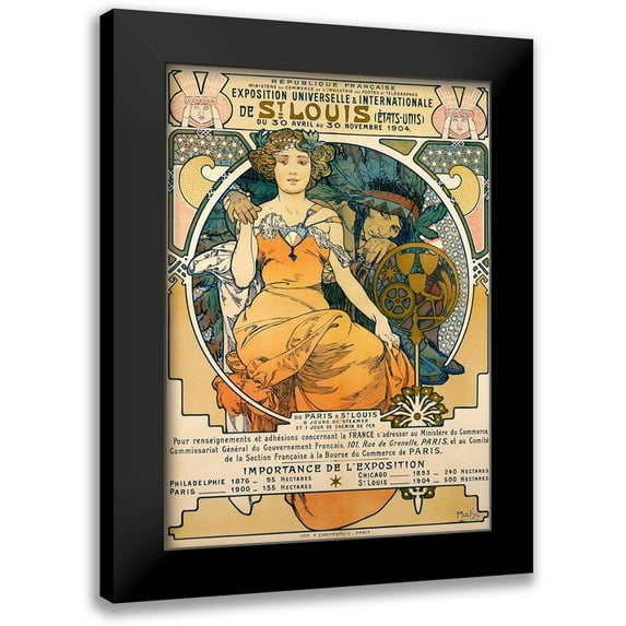 Mucha, Alphonse 14x18 Black Modern Framed Museum Art Print Titled - 1904 St. Louis Worlds Fair Poster