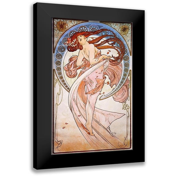 Mucha, Alphonse 17x24 Black Modern Framed Museum Art Print Titled - Dance, 1898