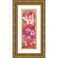 thumbnail image 1 of Mucha, Alphonse 7x14 Gold Ornate Wood Framed with Double Matting Museum Art Print Titled - Amethyst, 1 of 4