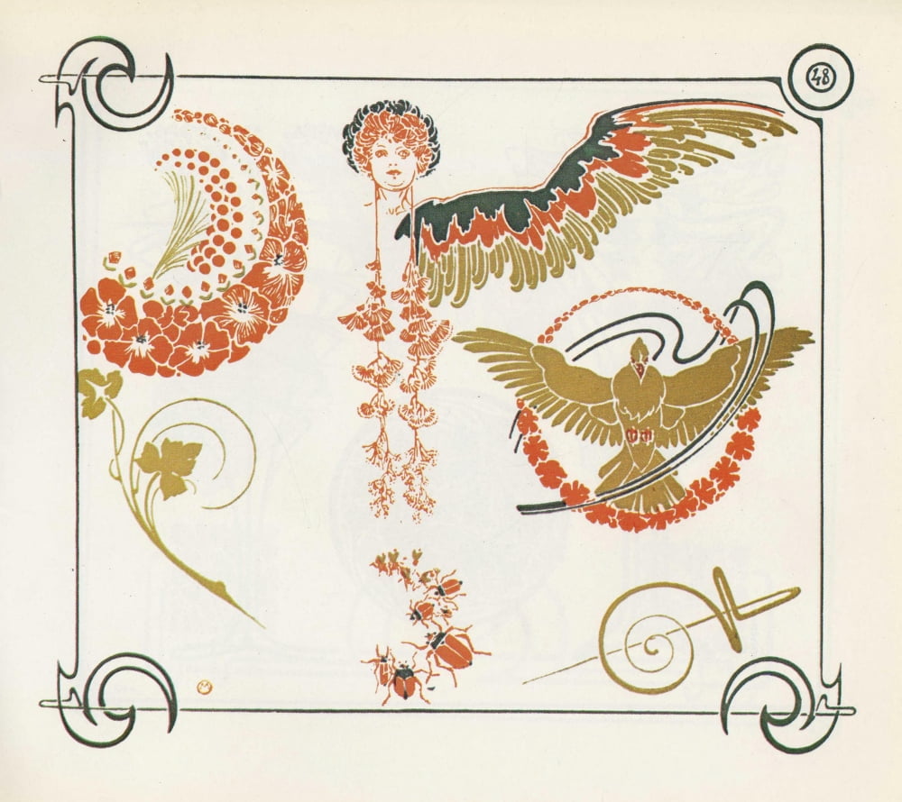 Mucha Auriol & Verneuil Combinaisons Ornementales c1901 47 Canvas Art - (24 x 36)
