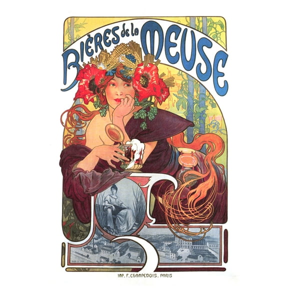 Mucha Beers Meuse Nouveau Advert Extra Large XL Wall Art Poster Print
