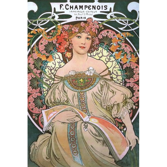 Mucha Reverie Champagne Poster Print (22 x 34)