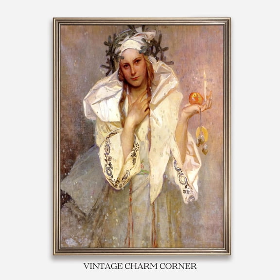 Mucha Woman With Candle Unframed Paper Print