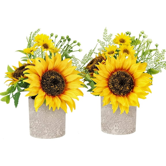 Muchenggift 1" Artificial Silk Sunflower Bouquet (2 Count)