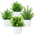 thumbnail image 1 of Muchenggift 4” Artificial Potted Plants in White Ceramic Planter(4 Count), 1 of 5